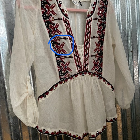 Anthropologie Akemi + Kin Embroidered Mesh Cotton Top - Picture 10 of 15